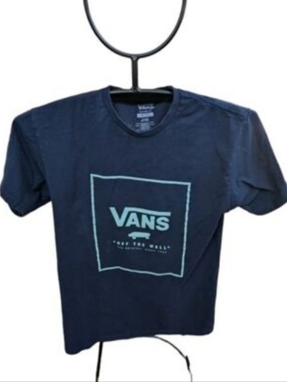 Vans navy w/pale green Spellout logo tshirt Size Medium GUC